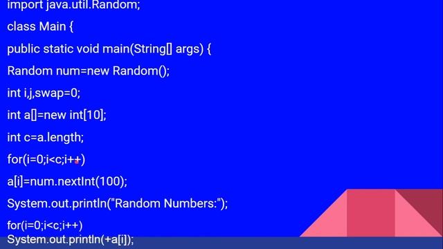 Sorting elements generated by random class in JAVA смотреть онлайн