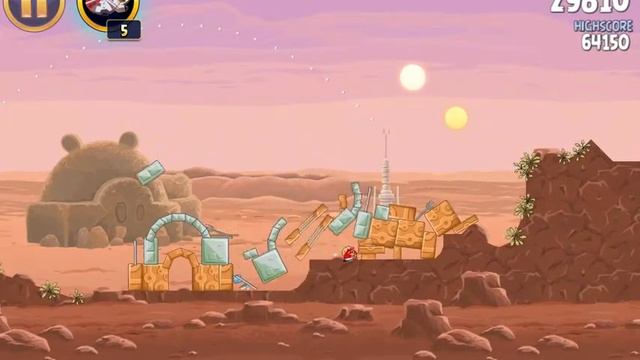 Angry birds star wars TATOOINE level 1-4 Walkthrough 3 stars смотреть онлайн