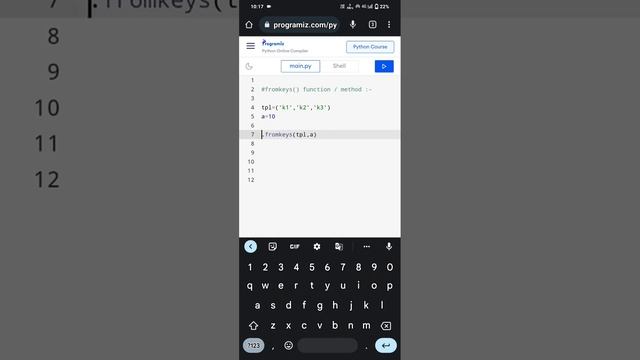 fromkeys() function in python | python dictionary. #python #programming #viral #1 смотреть онлайн