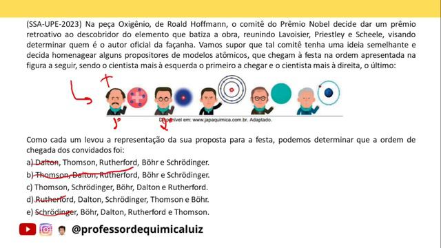 SSA-UPE-2023 Na peça Oxigênio de Roald Hoffmann o comitê do Prêmio Nobel decide dar um prêmio