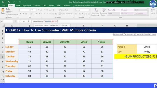 How To Use Sumproduct With Multiple Criteria || Sum values in matching columns and rows смотреть онлайн