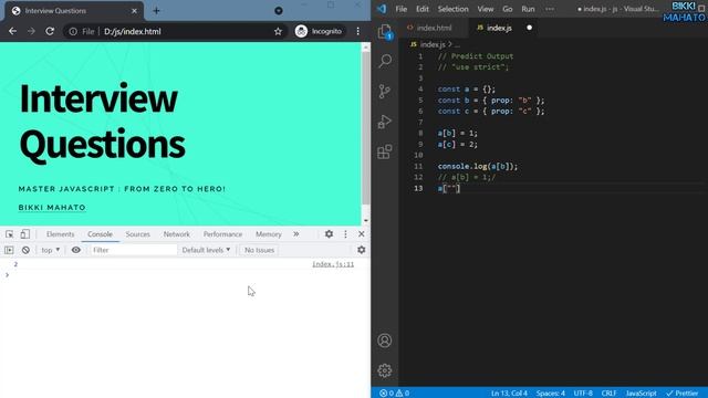 Predict the output of the code (Object key) ? | JavaScript Interview Questions | Zero to Hero! ? смотреть онлайн