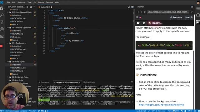 How to do inline styles in css - CSS Interactive Exercises/Course смотреть онлайн