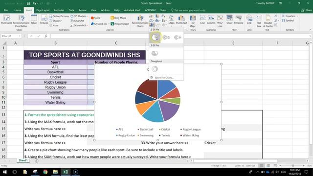 Microsoft Excel Tutorial - Favourite Sports смотреть онлайн