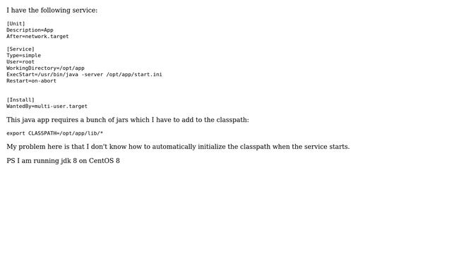 Running Java process from Systemd with classpath смотреть онлайн