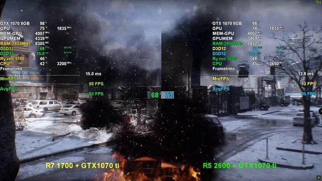 Ryzen 2600 RTX2070/GTX1070ti Vs 1700 RTX2070/GTX1070ti тест