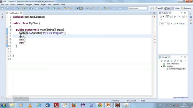 Java tutorial with eclipse - 3 - classes and methods смотреть онлайн