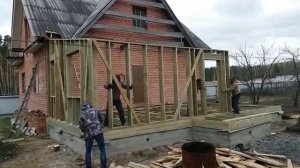 Каркасный пристрой 5х10 к жилому дому. Часть 1: Устройство фундамента, каркаса и кровли