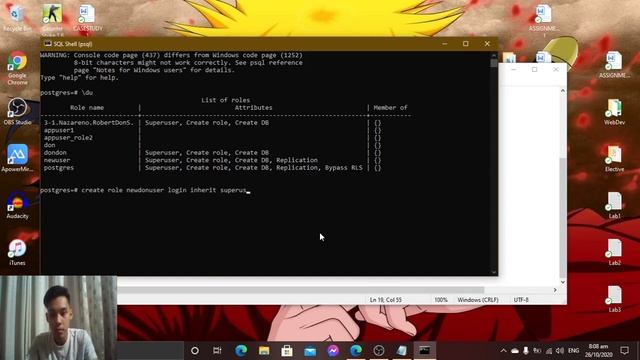 LAB #1 BSIT 3-1 | Data Base | Creating New Super User Account in SQL Shell (psql) | смотреть онлайн