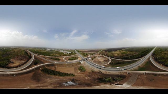 Панорама 360 градусов / дорожная развязка на 1041-ом км трассы М-5 Урал, у с. Красный Яр / Russia смотреть онлайн