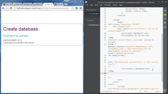 6 Create a database using PHP & MySQL смотреть онлайн