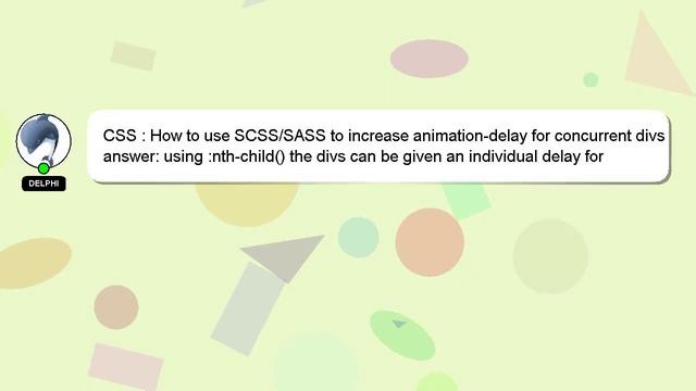 CSS : How to use SCSS/SASS to increase animation-delay for concurrent divs смотреть онлайн