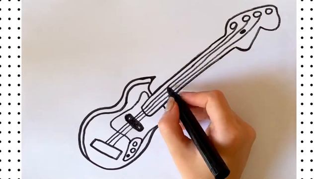 How to draw an electric guitar easy for kids / Step by Step / Как нарисовать электрогитару для дете смотреть онлайн