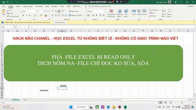 Học Execl Từ Không Biết Gì Tắt Chế Độ Readonly File Excel Toát Mồ hôi với File Excel Readonly смотреть онлайн