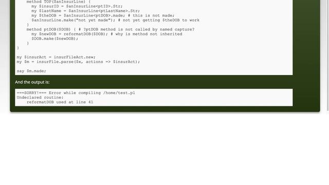 perl6 Grammar action class method seems not inherited, named capture seems not made смотреть онлайн