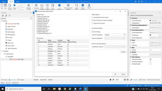 Generate Data Table Activity Convert Text file into Excel file using Generate Data Table Activity смотреть онлайн