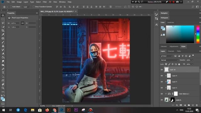 Как обработать фото в неоновом стиле Киберпанк? смотреть онлайн