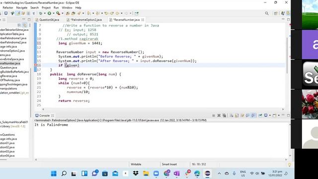 JAVA Çalışmaları-1 Number Reverse Palindrom смотреть онлайн