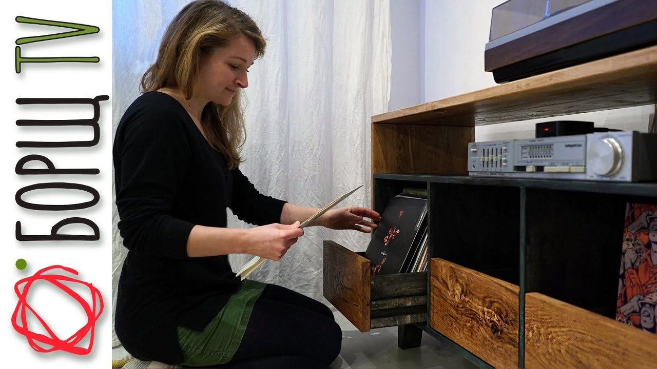 Дубовый стеллаж для проигрывателя своими руками | Тумба для винила | Мебель своими руками смотреть онлайн