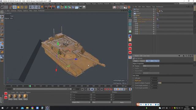 CINEMA 4D USS Army M1A1 Abrams Tank 3d model - rigged/animated/PBR смотреть онлайн