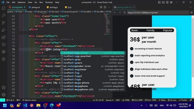 How To Make Pricing Table Using HTML AND JS | pricing card design смотреть онлайн