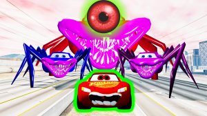 Эпический побег Молнии Маккуина против Гигантского Молнии Маккуина Пожирателя в BeamNG.Drive