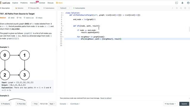 All Paths From Source to Target | DFS Python Solution смотреть онлайн