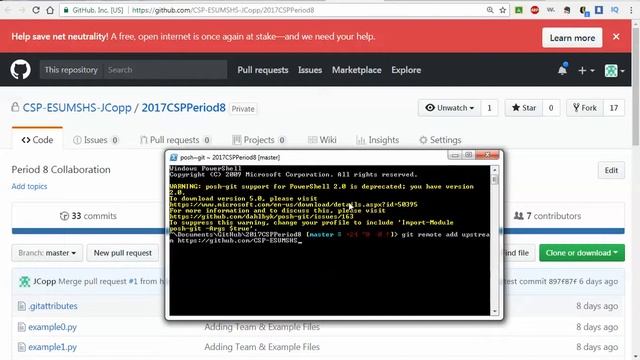 CSP PLTW - Merge your forks in Github with class branch (1.3.10 Prisoner's Dilemma) смотреть онлайн