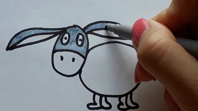 Рисунки Раскраска для детей. Рисуем героев мультфильмов. Раскрашиваем Ослика Иа из Винни-Пуха. смотреть онлайн