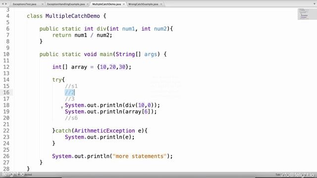 Exception Handling Part 4 - try with multiple catch block смотреть онлайн