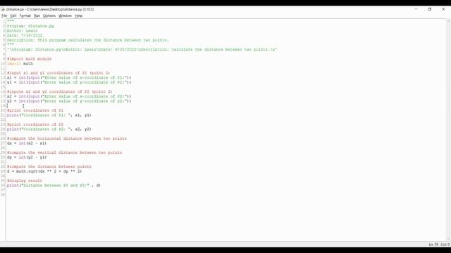Python Distance between Two Points смотреть онлайн