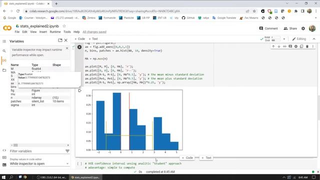 Mean, standard deviation, confidence interval in Python, Google Colab смотреть онлайн