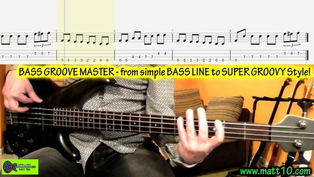 BASS GROOVE LESSON | from easy BASS LINE to SUPER GROOVY RIFFS | BASS TABS TUTORIAL смотреть онлайн
