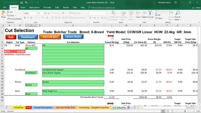 05 Cut specification spreadsheet смотреть онлайн