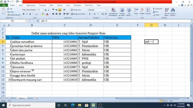 Bagaimana mencari data di Ms Excel? || Shortcut Ctrl + F смотреть онлайн