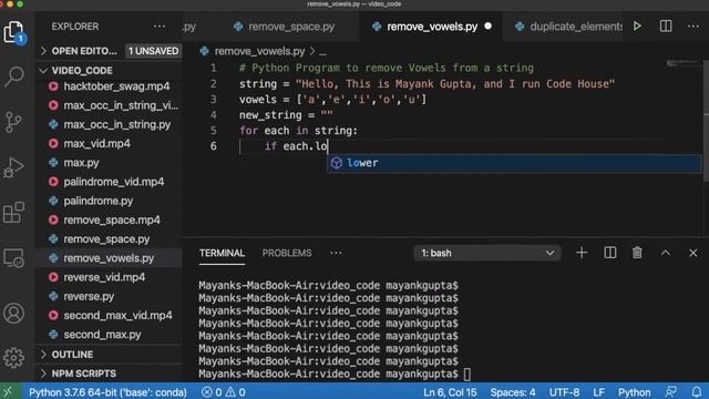 Code 12: Remove Vowels from a string | 365 days of Code смотреть онлайн