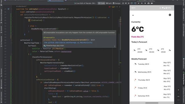 Foreground Location : MVI Compose Weather App Pt.1 смотреть онлайн