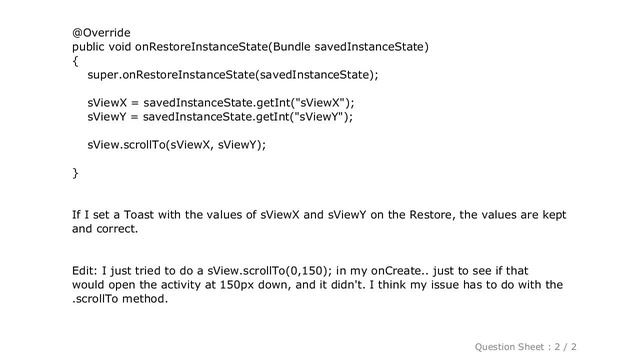 Android : ScrollView .scrollTo not working? Saving ScrollView position on rotation смотреть онлайн