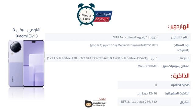 في دقيقة: سعر ومواصفات ومميزات وعيوب Xiaomi Civi 3 смотреть онлайн