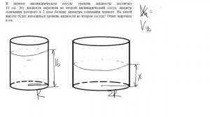 В первом цилиндрическом сосуде уровень жидкости достигает