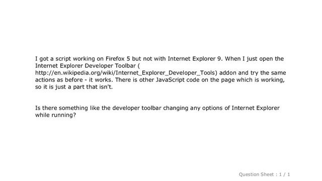 jQuery : A JavaScript script only works on Internet Explorer when the Internet Explorer Developer T смотреть онлайн