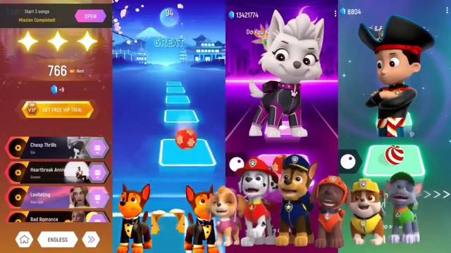 Paw Patrol Super Mighty Pups | Skye 🆚 Marshall 🆚 Ryder 🆚 Everest | Tiles Hop EDM Rush смотреть онлайн