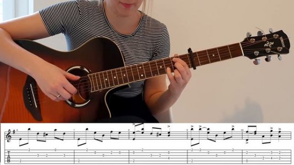 SCARBOROUGH FAIR Fingerstyle Guitar Tutorial with Tabs on the Screen - Simon & Garfunkel