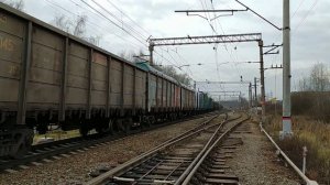 Электровоз ВЛ11.8-818/736А с грузовым поездом станция Каналстрой 11.11.2023