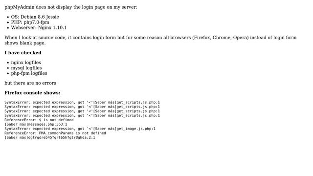 DevOps & SysAdmins: phpMyAdmin - blank page with no errors on Debian8, php7.0-fpm смотреть онлайн
