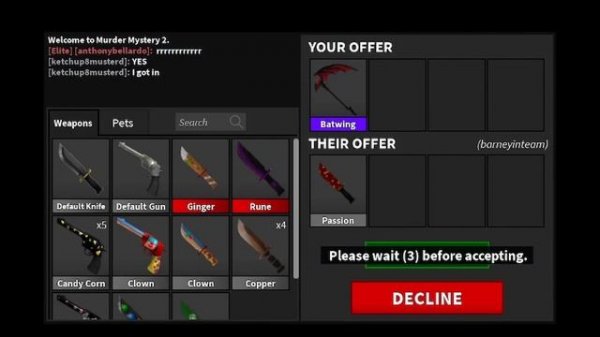 COMMON TO CORRUPT SET TRADING IN MM2 (Part 2)… (Murder Mystery 2)
