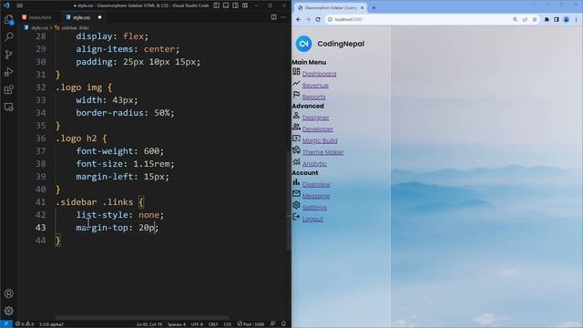Create A Sidebar with Glassmorphism Effect in HTML and CSS | Sidebar in HTML and CSS смотреть онлайн