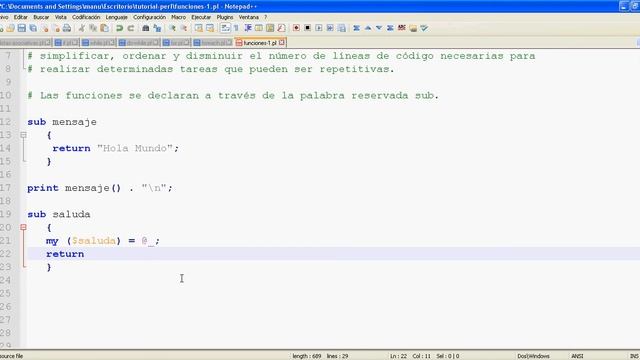 Tutorial de Perl parte 19 - Crear Funciones: básico смотреть онлайн