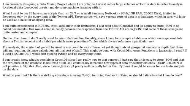 Databases: SQLite or CouchDB for Locational Data Mining Project? смотреть онлайн
