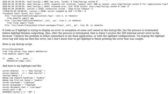 Raspberry Pi: Lighttpd running FastCGI script hangs and give 500 internal error смотреть онлайн